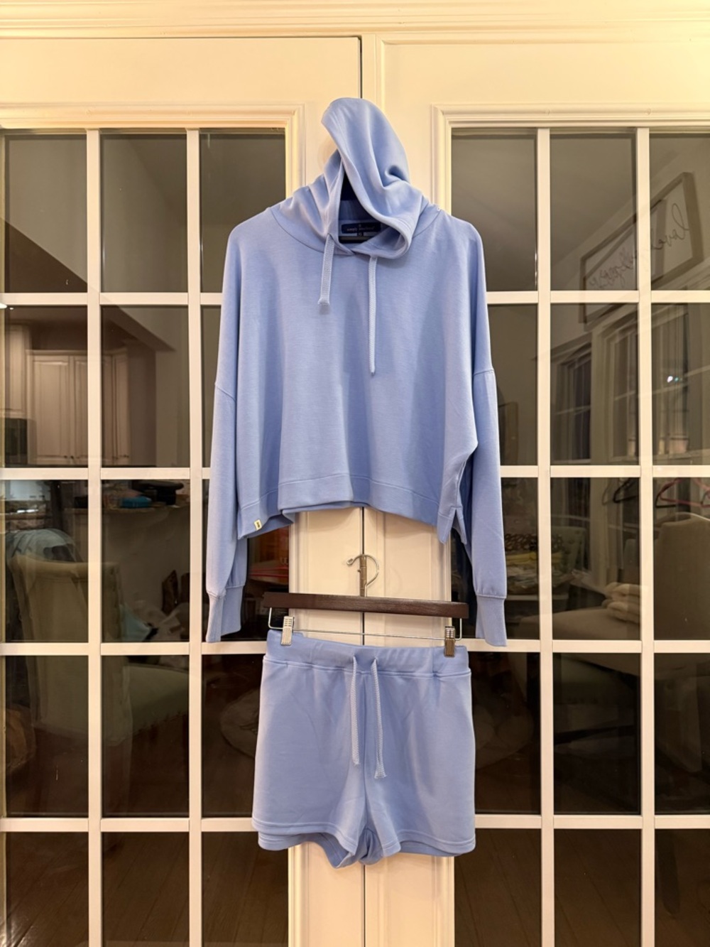 Simply Southern Light Blue Cropped Hoodie & Shorts Set